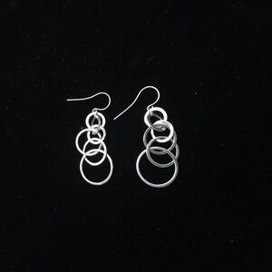 Sterling Silver 925 Multi Hoop Dangle Earrings 2” Lightweight